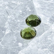 Pair of genuine 5 mm faceted green Moldavites from Chlum, Czech