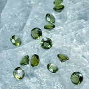 Pair of genuine 5 mm faceted green Moldavites from Chlum, Czech