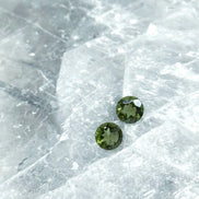 Pair of genuine 5 mm faceted green Moldavites from Chlum, Czech
