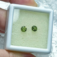 Pair of genuine 5 mm faceted green Moldavites from Chlum, Czech