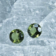 Pair of genuine 5 mm faceted green Moldavites from Chlum, Czech