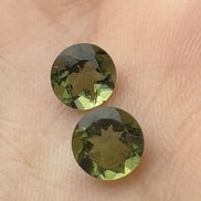 Pair of genuine 5 mm faceted green Moldavites from Chlum, Czech
