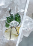 Pendant with a genuine 2.56 g natural Moldavite from Chlum, Czech Republic, Libyan Desert Glass and Herkimer diamond.