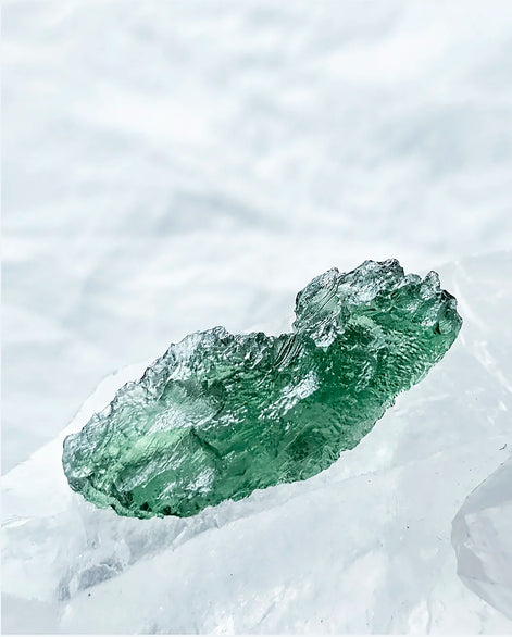 Transparent apple-green natural Moldavite weighing 3.84 g from Nesměň, Czech Republic