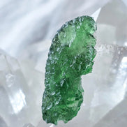 Transparent apple-green natural Moldavite weighing 3.84 g from Nesměň, Czech Republic