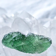Transparent apple-green natural Moldavite weighing 3.84 g from Nesměň, Czech Republic
