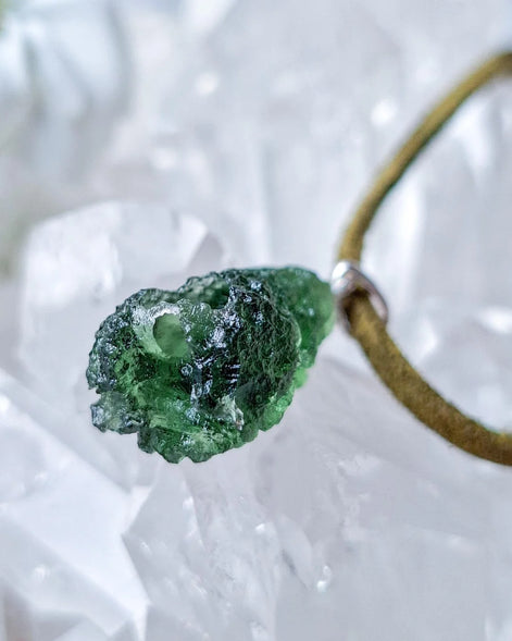 Raw Moldavite Silver Pendant, 3.7g, Chlum