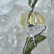 Moldavite, Libyan Desert Glass & Herkimer Pendant,1,6 g