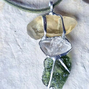 Moldavite, Libyan Desert Glass & Herkimer Pendant, 2.27g, Chlum