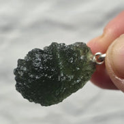 Sterling silver pendant with 3.8 g transparent pure green Moldavite from Chlum, Czech Republic.
