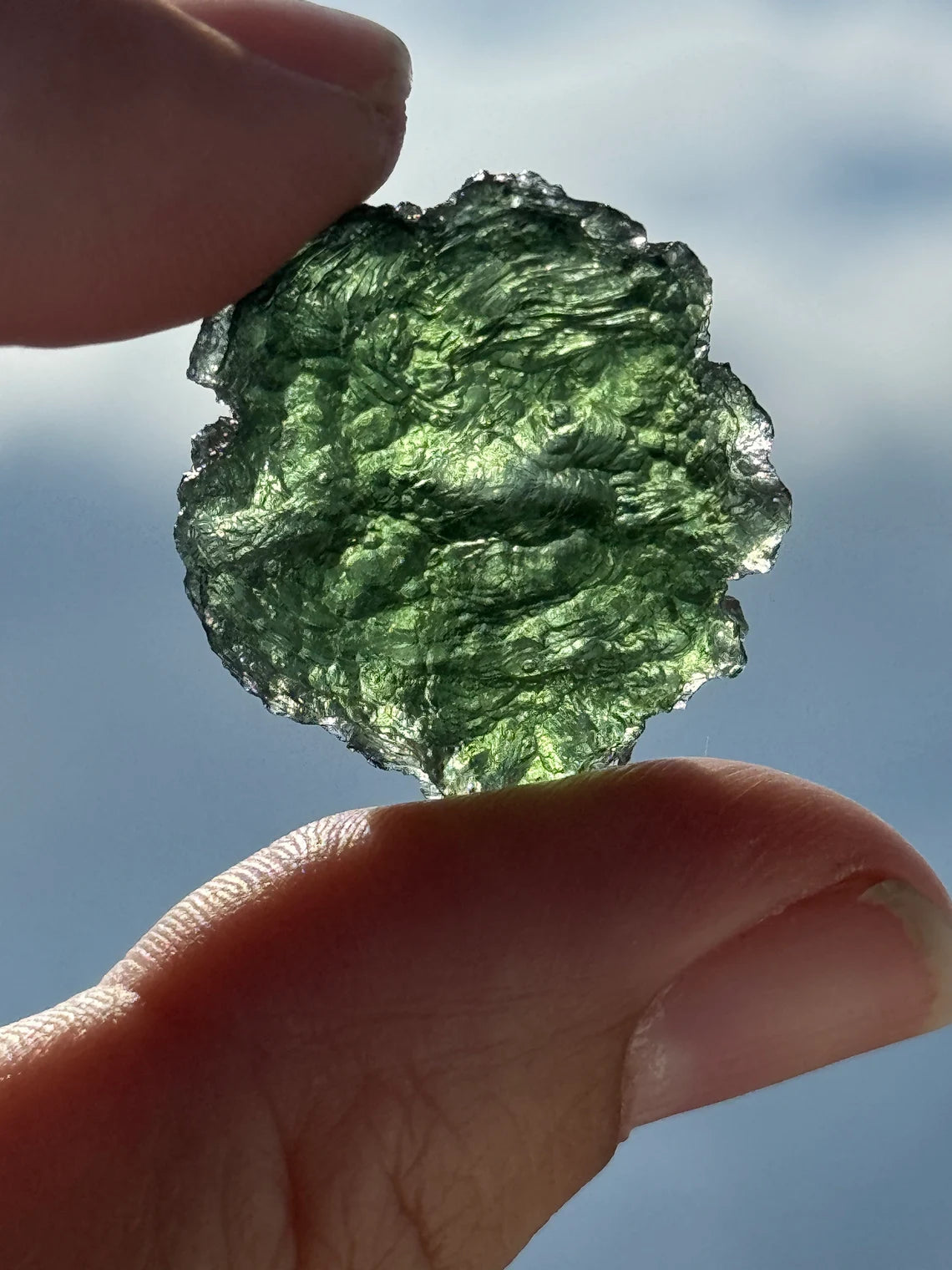 Collectible Light Green Moldavite Stone, Chlum, 5.86g