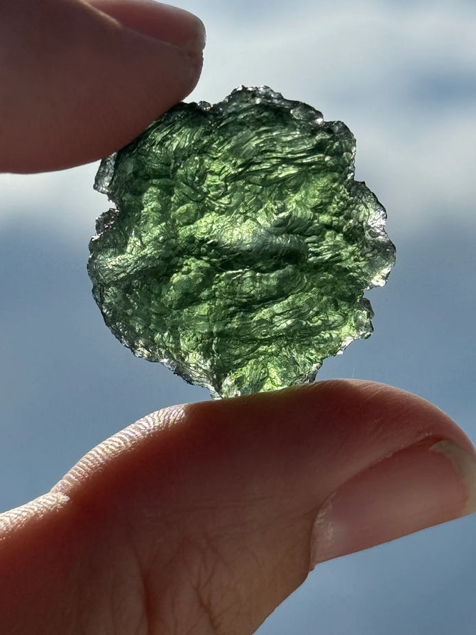Collectible Light Green Moldavite Stone, Chlum, 5.86g