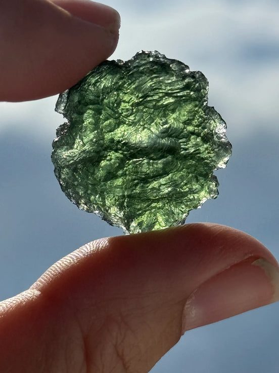Collectible Light Green Moldavite Stone, Chlum, 5.86g