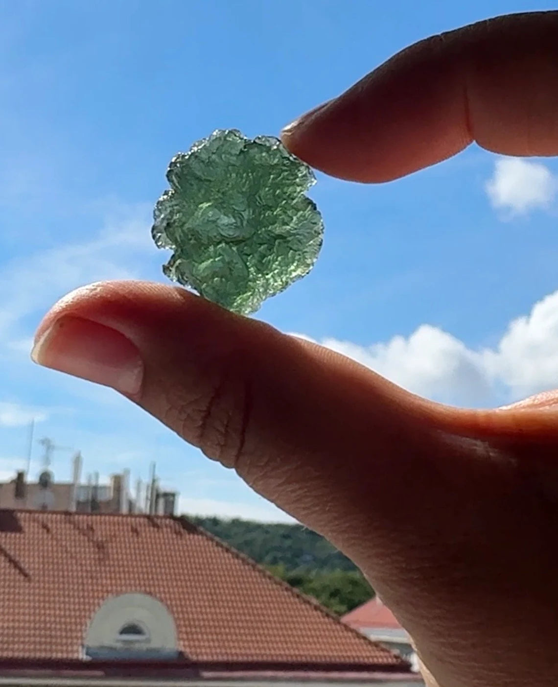 Collectible Light Green Moldavite Stone, Chlum, 5.86g