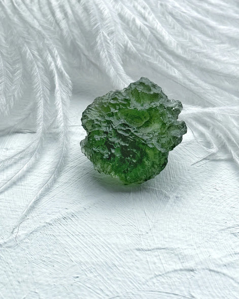 Collectible Light Green Moldavite Stone, Chlum, 5.86g