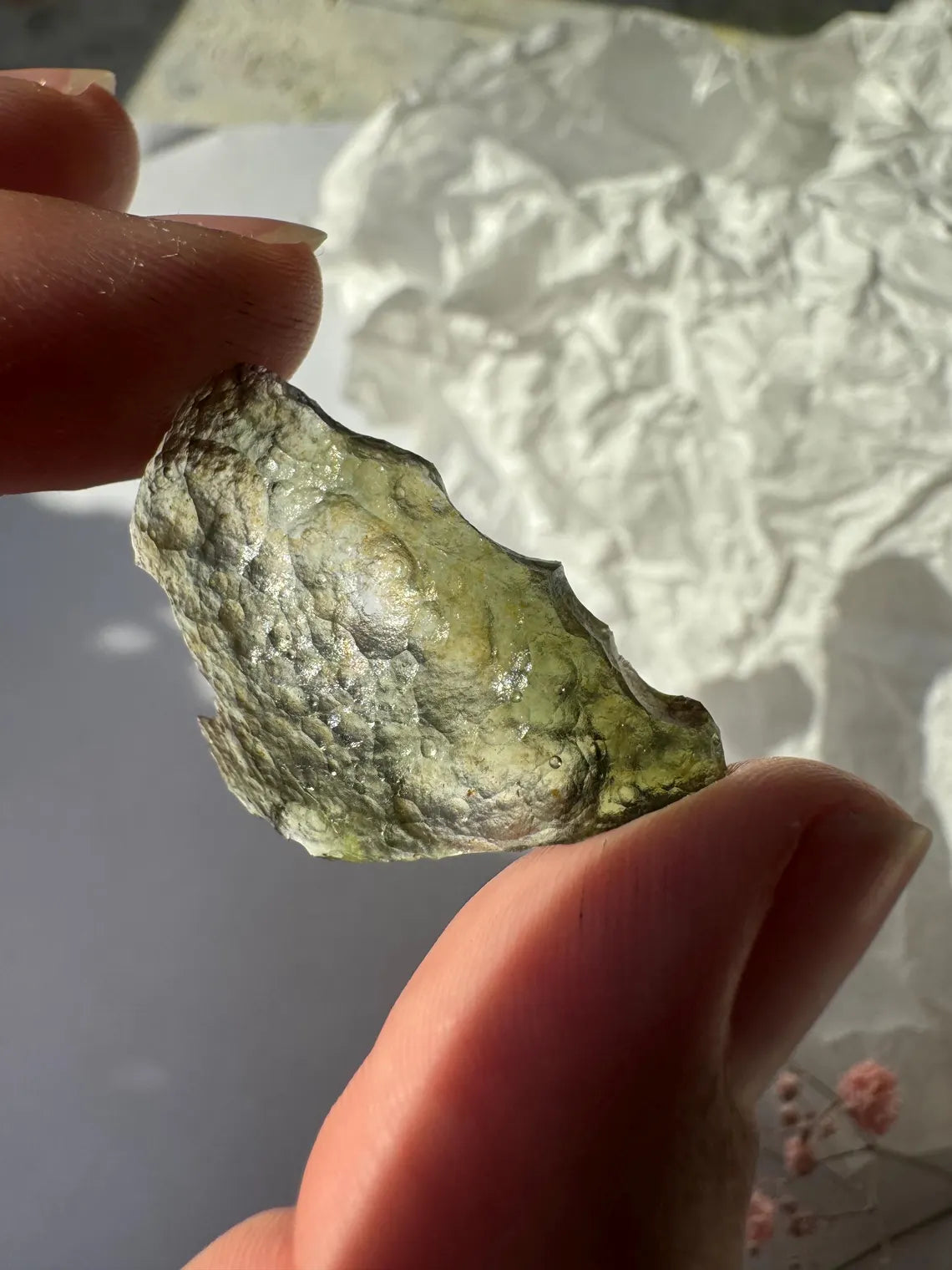 Angle Chime Moldavite, Jankov, 1.65g
