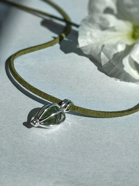 Natural Moldavite Necklace, 0.4g
