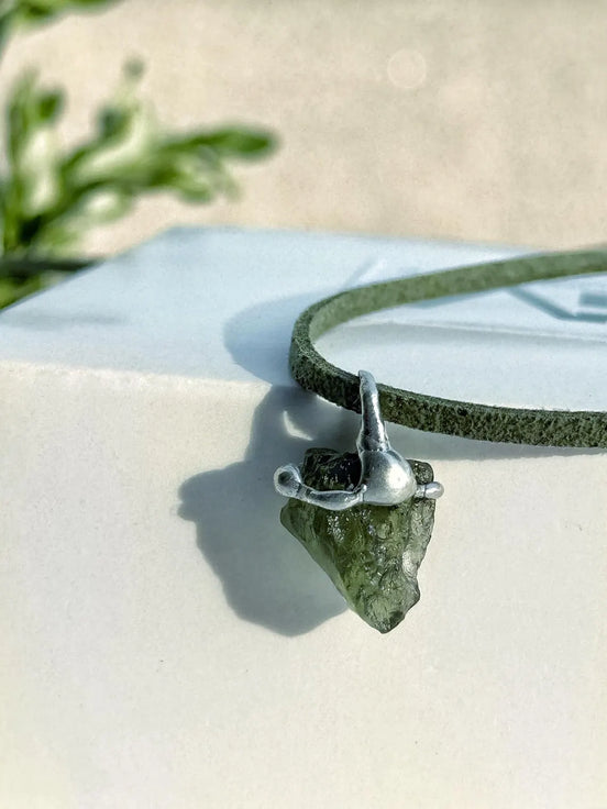 Raw Moldavite Pendant, Chlum, 1.8g