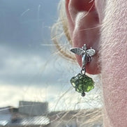 Moldavite Bee Earrings, Chlum, 1.60g