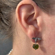 Moldavite Bee Earrings, Chlum, 1.60g