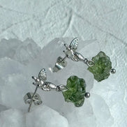 Moldavite Bee Earrings, Chlum, 1.60g