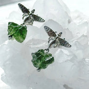 Moldavite Bee Earrings, Chlum, 1.60g