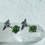 Moldavite Bee Earrings, Chlum, 1.60g
