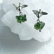 Moldavite Bee Earrings, Chlum, 1.60g