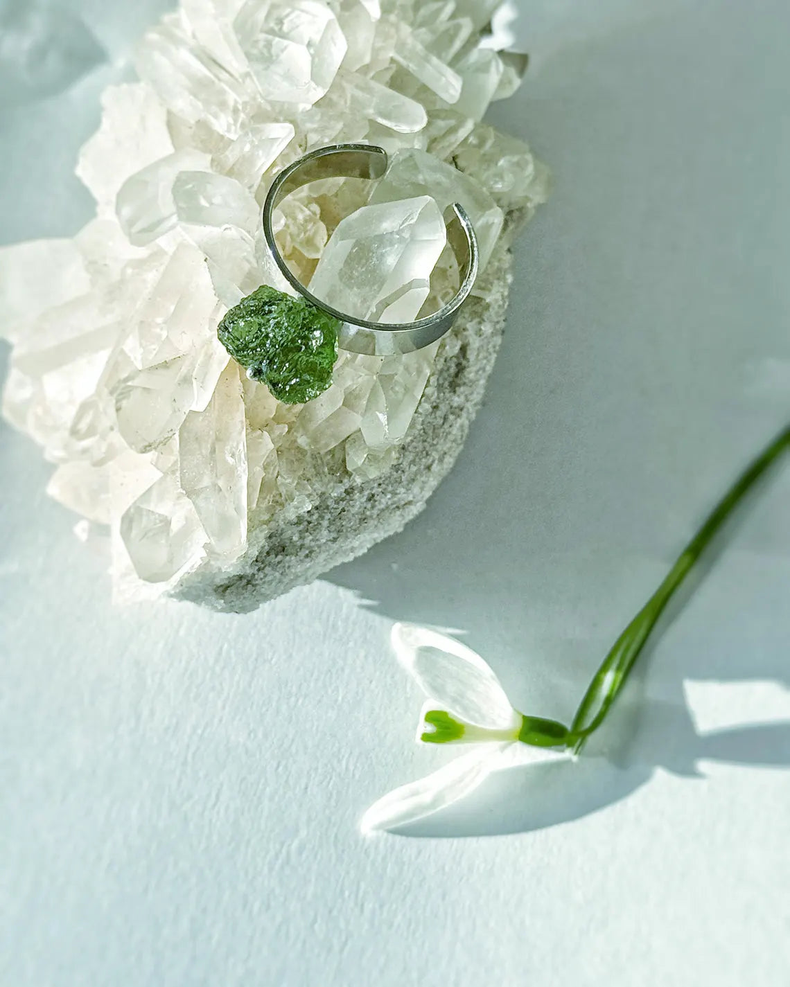 Free Size Moldavite Ring, Chlum, 0.80g