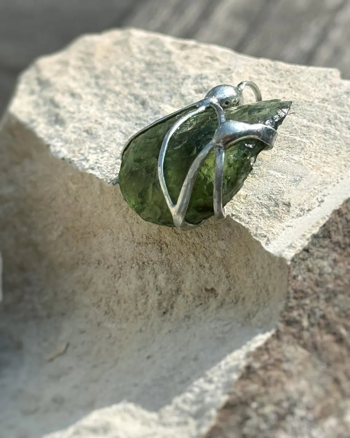 Genuine Moldavite Pendant, Chlum, 1.7g