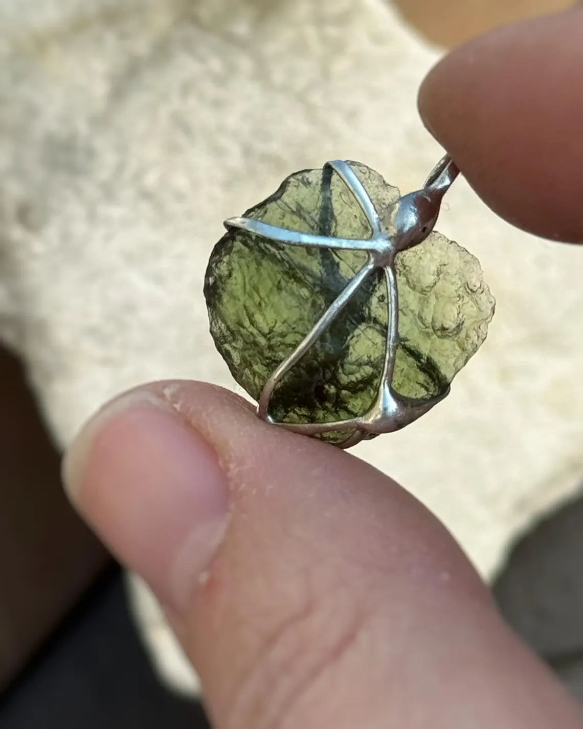 Genuine Moldavite Pendant, Chlum, 1.7g