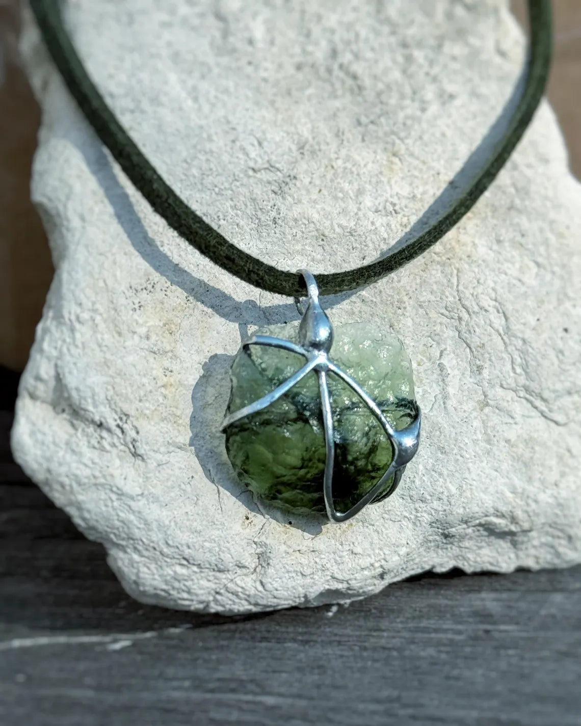 Genuine Moldavite Pendant, Chlum, 1.7g