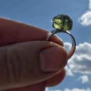 Free Size Moldavite Ring, Chlum, 0.80g