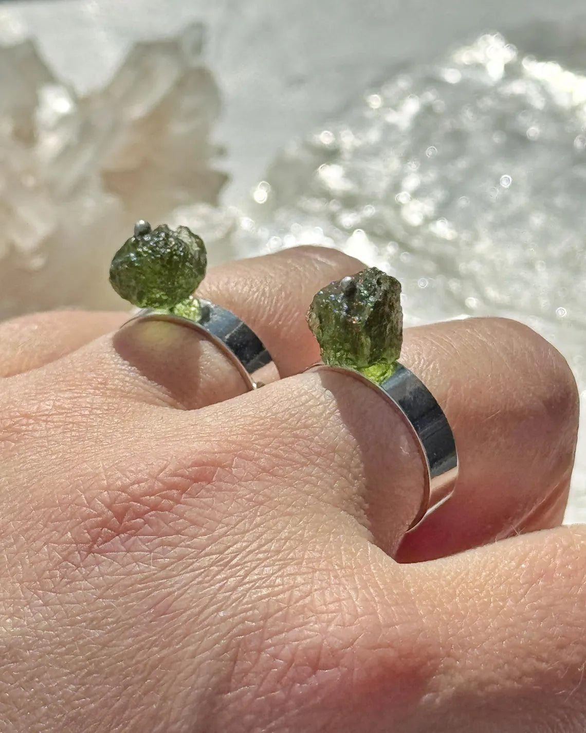 Free Size Moldavite Ring, Chlum, 0.80g