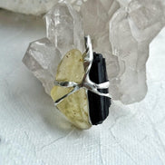 Libyan Desert Glass & Black Tourmaline Pendant