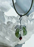 Moldavite & Garnet Pendant, Nesměň, 1.50g