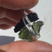 Moldavite & Black Tourmaline Pendant, Ločenice, 1.15g