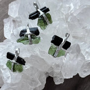 Moldavite & Black Tourmaline Pendant, Ločenice, 1.15g