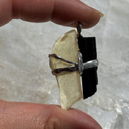 Libyan Desert Glass & Black Tourmaline Pendant