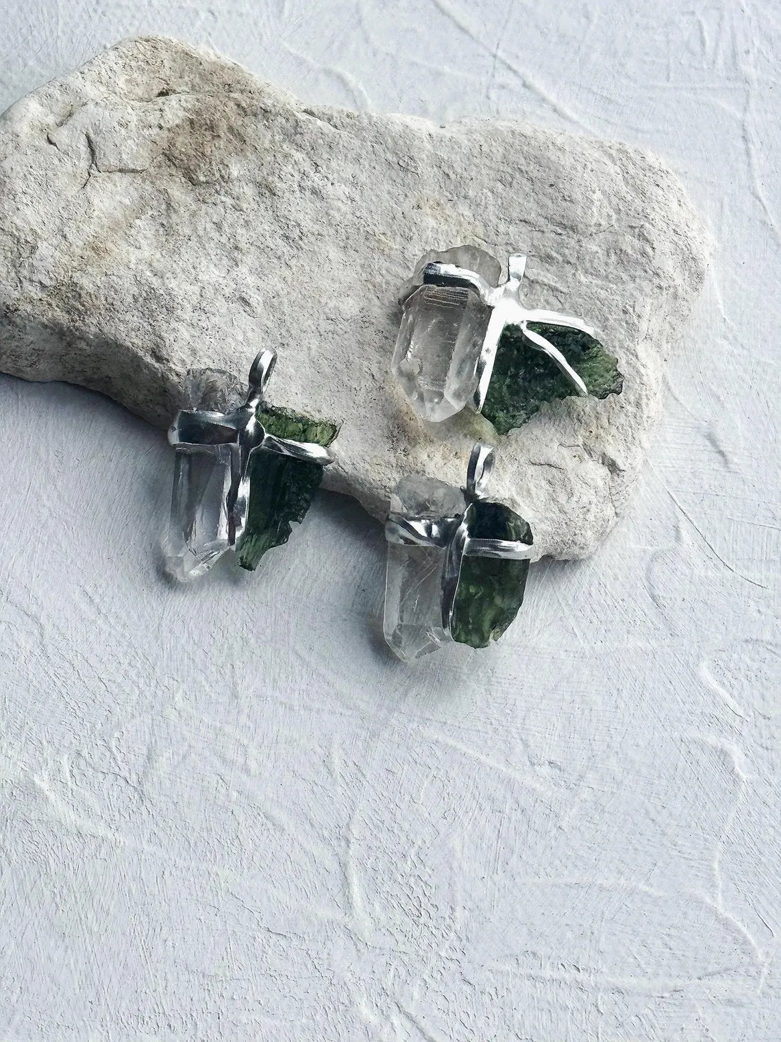 Moldavite & Rock Crystal Pendant, Chlum, 1.18g
