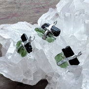 Moldavite & Black Tourmaline Pendant, Ločenice, 1.15g