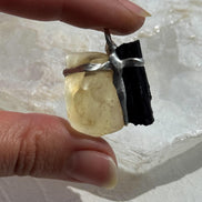 Libyan Desert Glass & Black Tourmaline Pendant