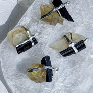 Libyan Desert Glass & Black Tourmaline Pendant