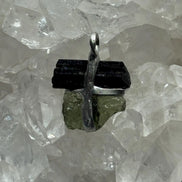 Moldavite & Black Tourmaline Pendant, Ločenice, 1.15g