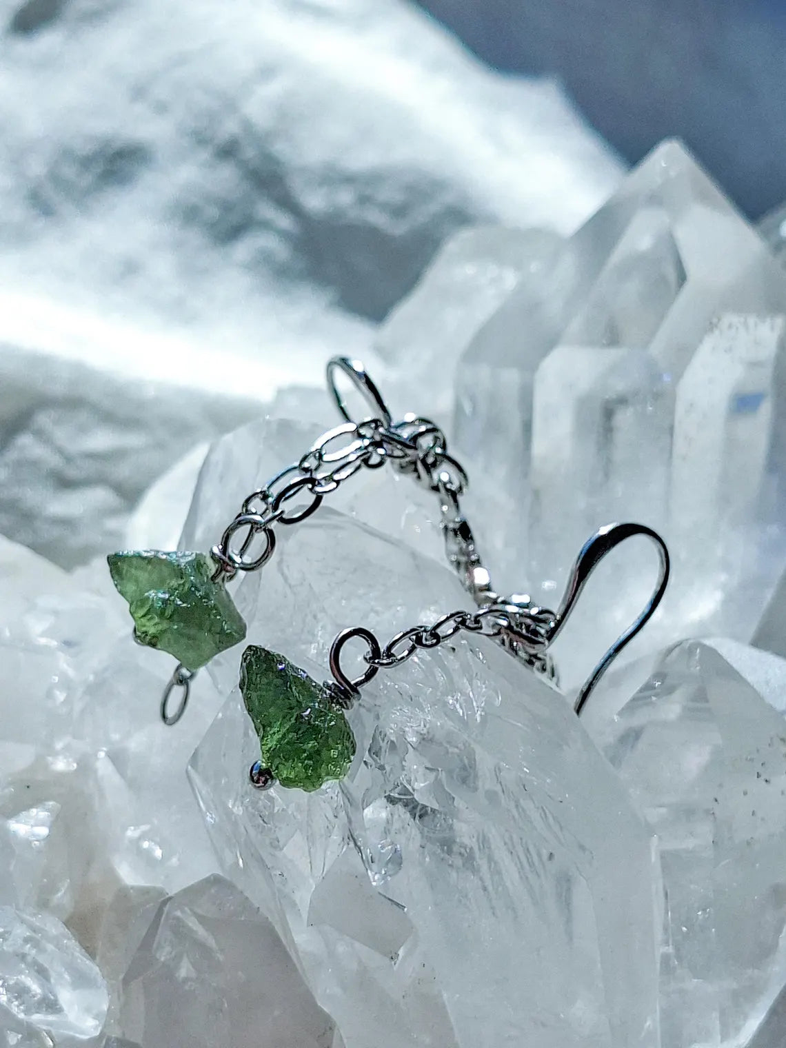 Moldavite Cross Earrings, Chlum, 0.90g