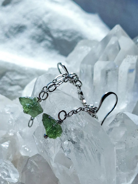 Moldavite Cross Earrings, Chlum, 0.90g