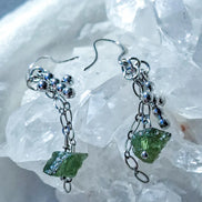 Moldavite Cross Earrings, Chlum, 0.90g