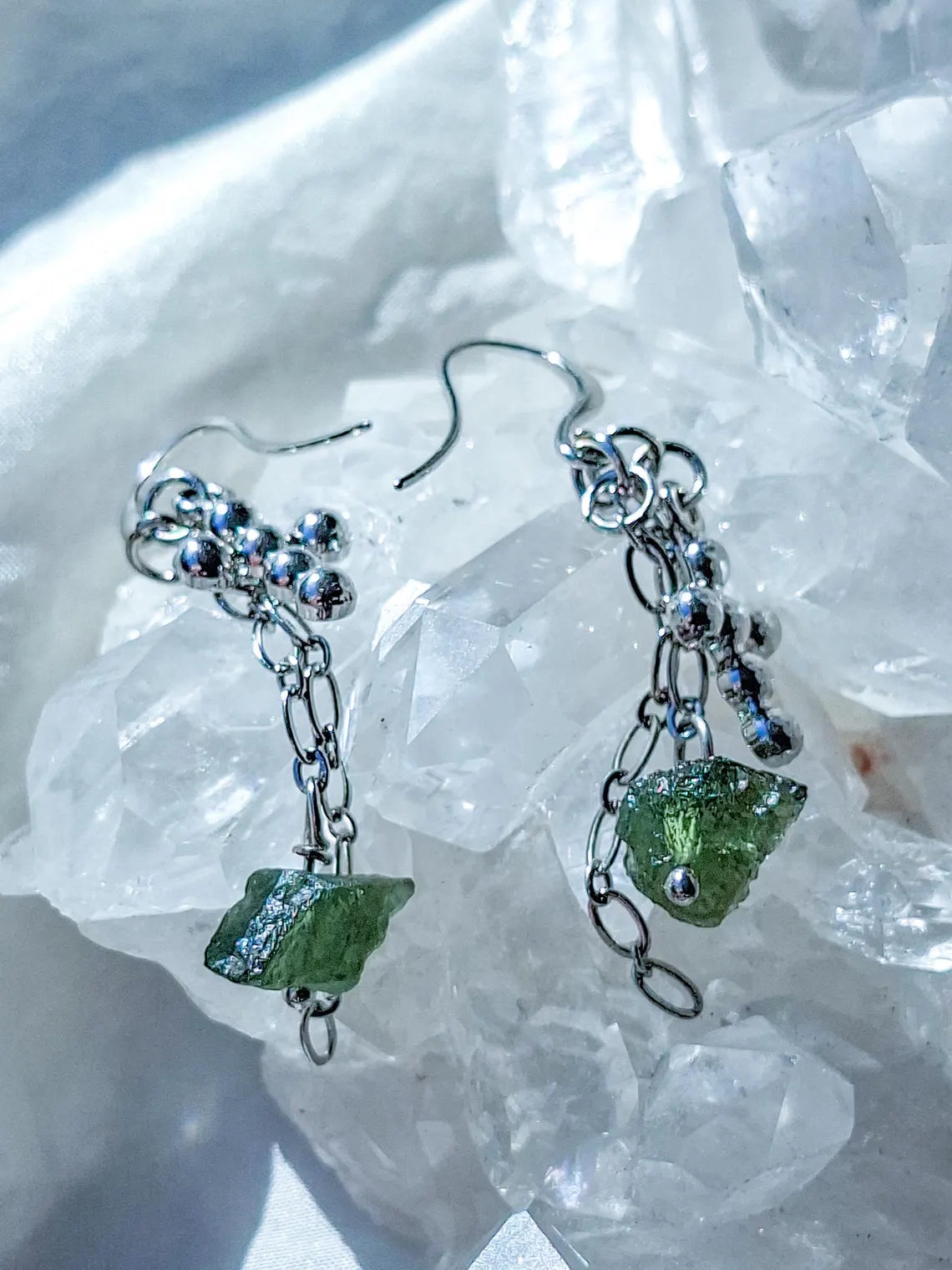 Moldavite Cross Earrings, Chlum, 0.90g