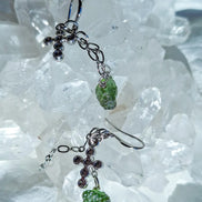 Moldavite Cross Earrings, Chlum, 0.90g