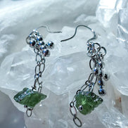 Moldavite Cross Earrings, Chlum, 0.90g
